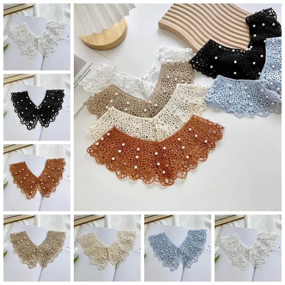 Cuello de muñeca falso de encaje, accesorios de ropa de perlas, decoración, Cuello de camisa, chal desmontable de algodón, mujeres y niñas