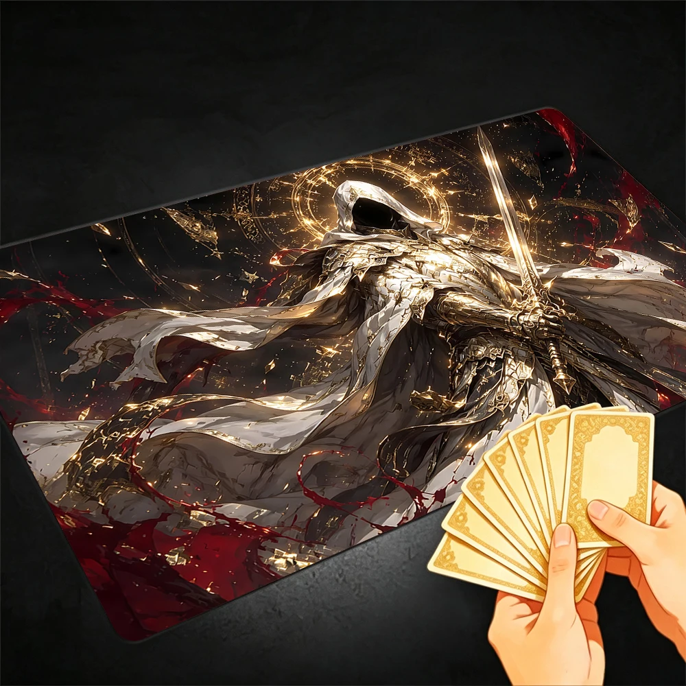 Magnificent Knight TCG Playmat Magic Playmat Gathering Gaming Mat with Stitched Edge Anti-slip base 60X35cm Trading Card Game