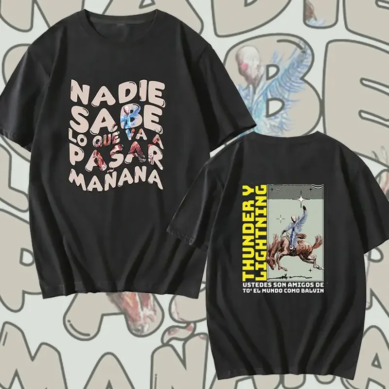 Bad Bunny Men Printed T-shirt New Album Nadie Sabe Lo Que Va Pasar Manana Vintage Short Sleeve Cotton Classic Women Tees Clothes