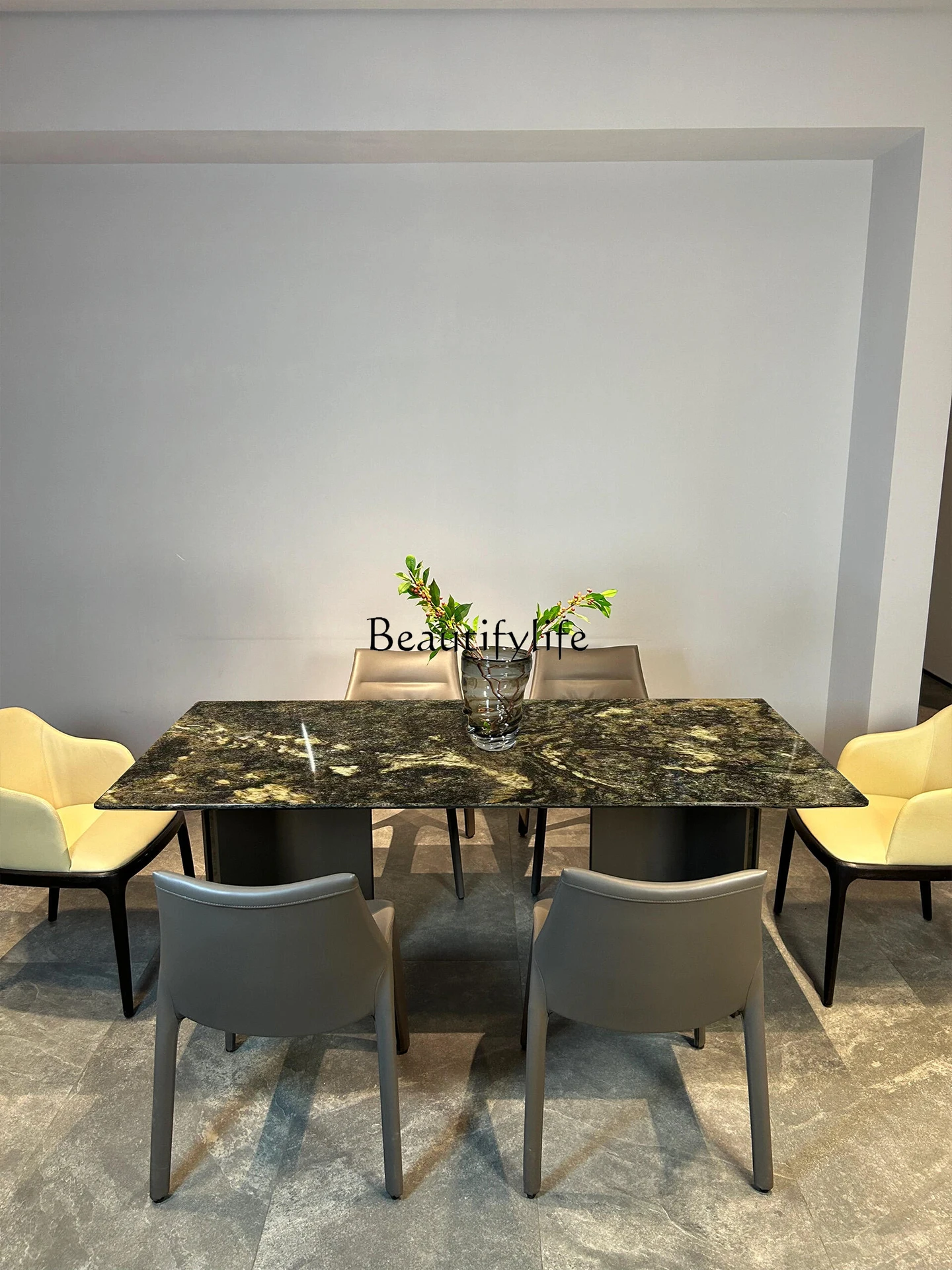 

01 Luxury stone dining table Italian minimalist high-end marble dining table