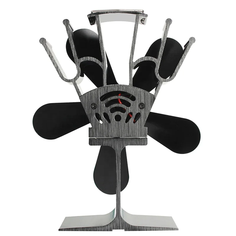 مروحة موقد الخشب 5 شفرات تعمل بالطاقة الحرارية + مقياس حرارة للخشب/السجل الموقد/المواقد/السخانات