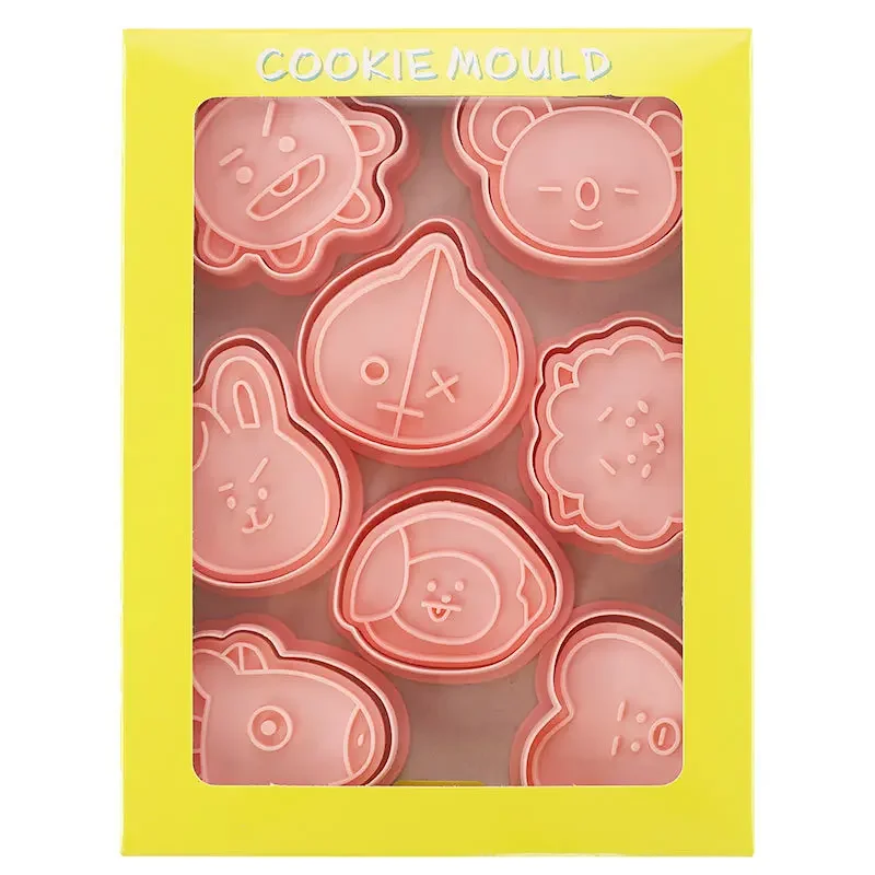 8 Teile/satz Nette Cookie Schneider Kunststoff 3D Cartoon Pressbare Keks Form Cookie Stempel Küche Backen Gebäck Backformen Werkzeuge
