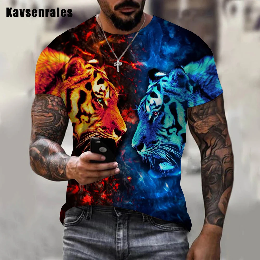

Футболка мужская оверсайз с забавным 3D принтом тигра, индивидуальная уличная РУБАШКА УНИСЕКС с круглым вырезом и короткими рукавами в стиле Харадзюку, лето