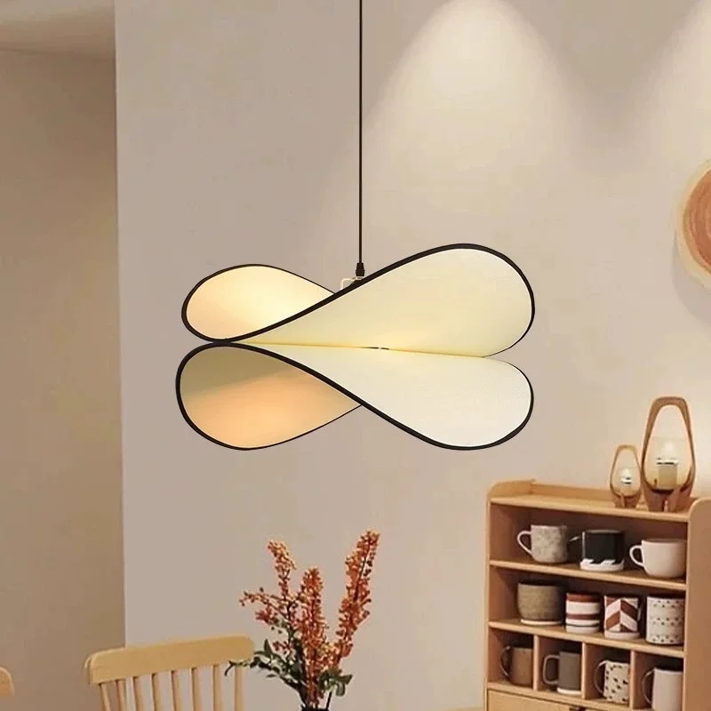Wabi-sabi Style Potato Chip Pendant Lamps 40cm 50cm 60cm Fabric Hanging Light for Bedroom Living Room Hotel  Study Dining Table