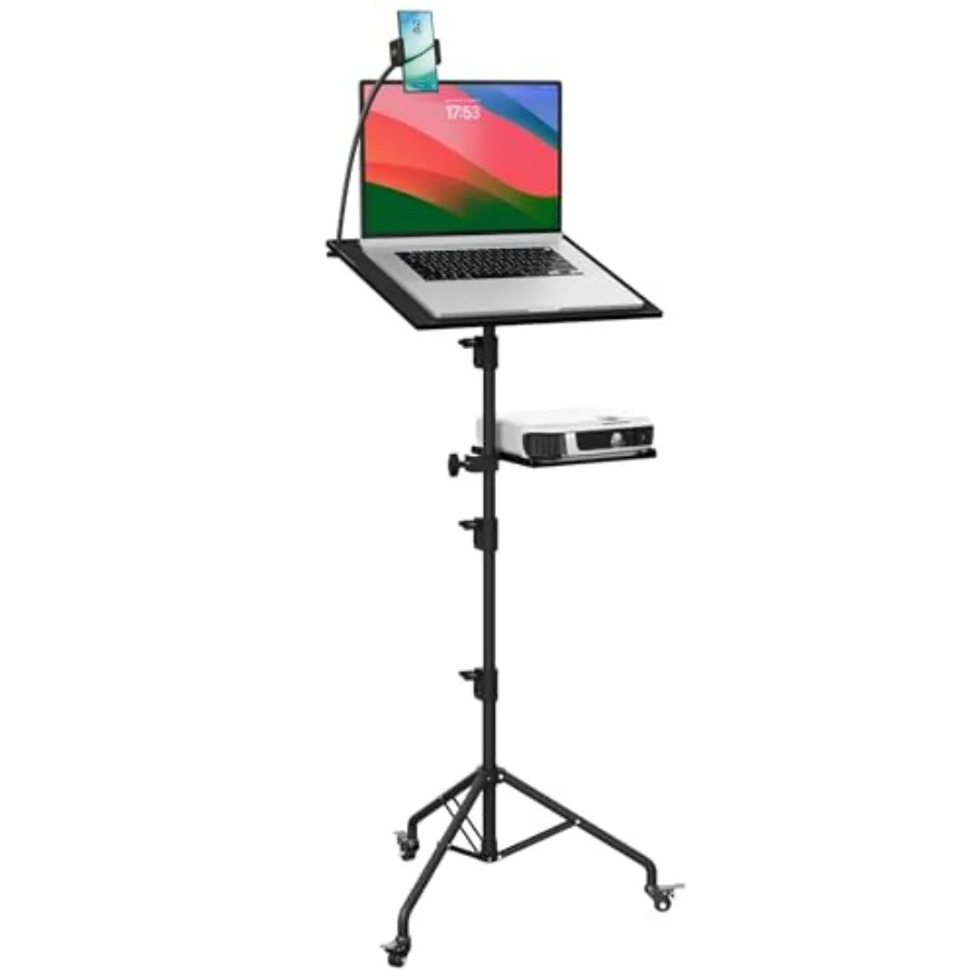 

Projector Stand Tripod Laptop Tripod with Wheels and Adjustable Height Portable Podium Stand with Phone Holder Projector Holder