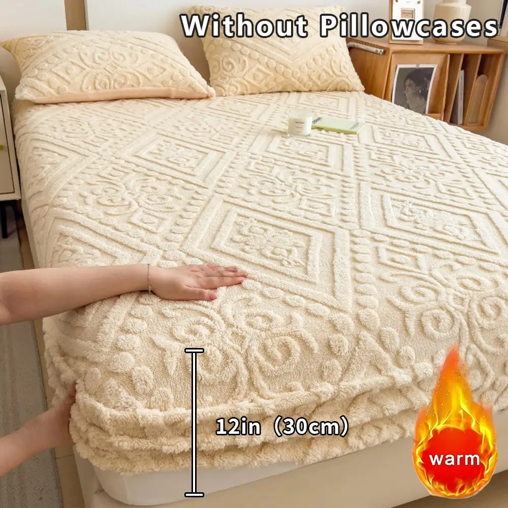 1 Matching Fleece Fitted Sheet, Queen/King Size. Luxurious, Ultra-Soft And Comfortable Flannel-Bottom Sheet With A Plush Tucked 12-Inch Deep Pocket For Warmth, Perfect For Fall, Winter, And Spring. Pillowcase Not Included. Securely Covers Mattress.