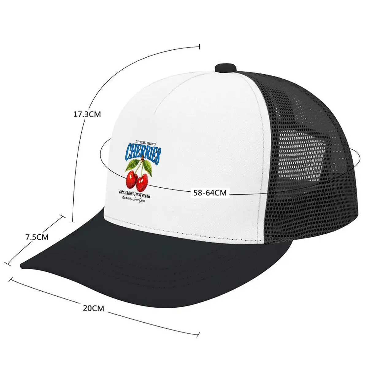 Tiny Heart Delights Cherries Orchards First Blush Summers Sweet Gems Mesh Baseball Cap Casual Hat For Womens Unisex Female