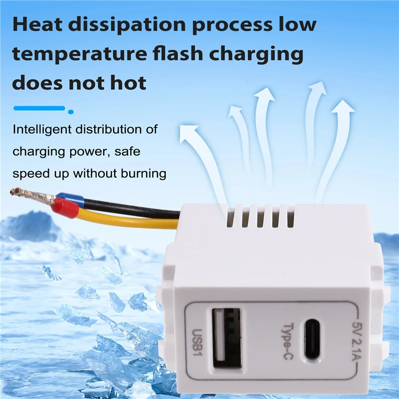 【VENDA QUENTE】 Novo módulo de alimentação de porta dupla USB tipo C 220V Soquete 5V 2.1A Módulo de carregamento de telefone Transformador Adaptador de alimentação de carregamento