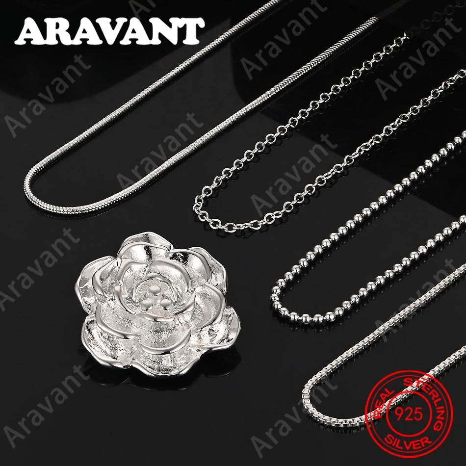 925 فضة زهرة قلادة قلادة المرأة رائعة لطيف مجوهرات حفلات الزفاف #5
