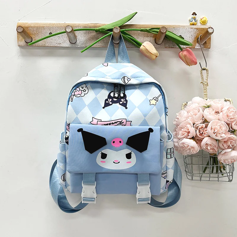 Sanrio Kulomi mochila escolar casual fofa de desenho animado simples e leve estilo universitário mochila de grande capacidade