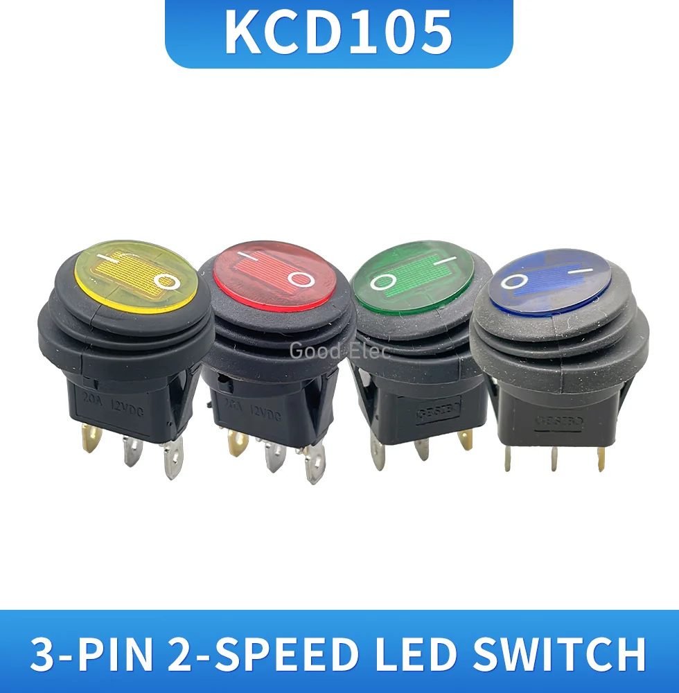 5pcs On/Off 12V DC 25A 220V AC 6A Rocker Switch IP65 Waterproof 3Pin SPST LED illuminated Hot Sale Low Price Light Switch FY