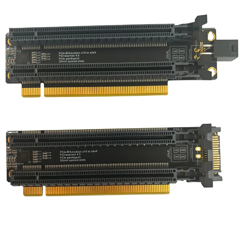 Tarjeta de expansión PCI-E 4,0 X16 1 a 2, tarjeta dividida Gen4, bifurcación PCIe X16 a X8X8 con ranuras espaciadas de 20mm CPU4P(4 pines)