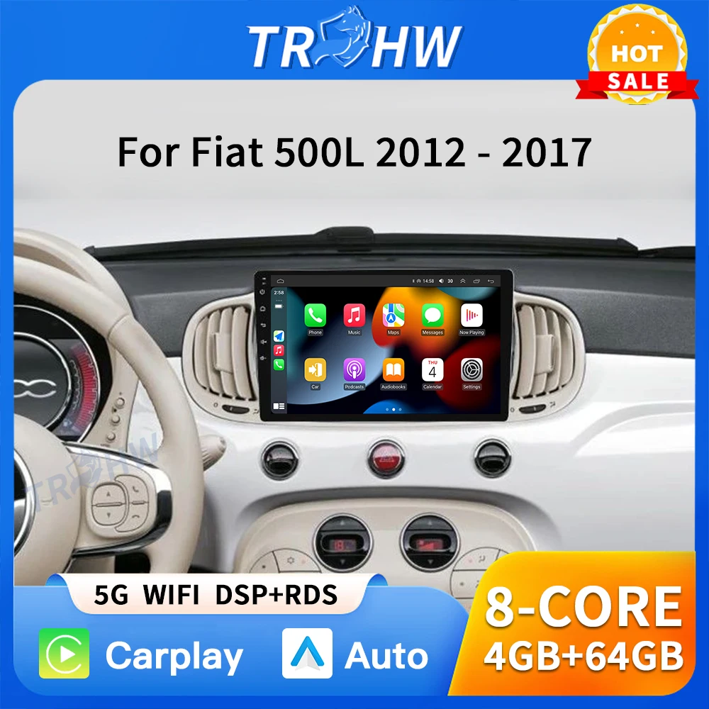 

For Fiat 500L 2012 - 2017 Car Radio Multimedia Video Player Navigation GPS Auto Carplay QLED Touch Screen No 2Din DVD