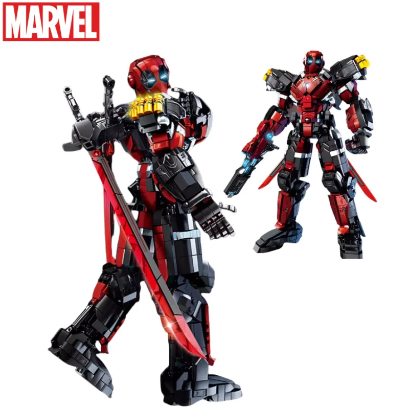 Marvel Deadpool Iron Man War Machine Animation Armor Model Building Blocks Creative Puzzle Assembled Toy Figure Ornament Gift