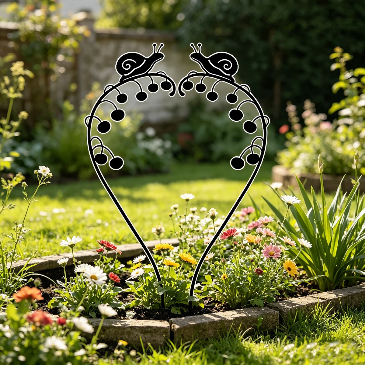2Pc Wrought Iron Garden Decorative Stakes, Garden Decoration, Plant Trellis, Indoor/Outdoor Support, Indoor/Outdoor Pot Holder