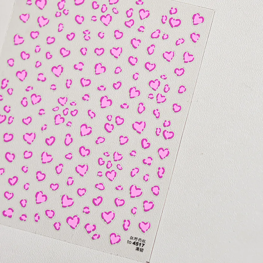 5D Fantasy Love Heart Nail Art Stickers Pastel Kleurrijke Love Nail Art Glanzende Glitter Hartvormige Zelfklevende Manicure Decals