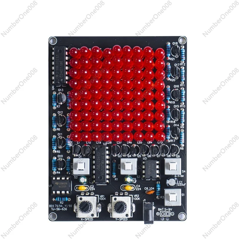 TJ-56-636 LED Chaser Light DIY Kit XY Axis Movement Adjustable Speed Flowing Light Soldering Practice Game