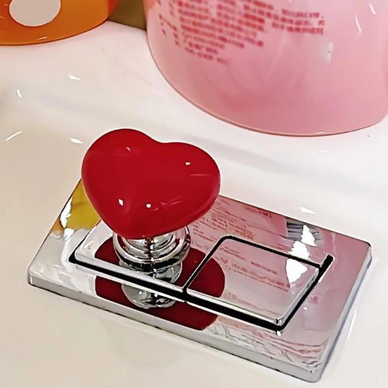 Heart Shaped Bathroom Button Colorful Plastic Toilet Tank Button Portable Accessory Handle Toilet Press Tool Bathroom Decor