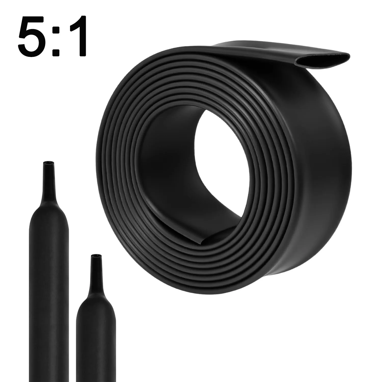 5:1 Ratio Heat Shrink Tubing Φ4mm to Φ52 Dual Wall Adhesive Lined Shrinkable Wire Wrap Tube Waterproof Industrial Sleeves Black