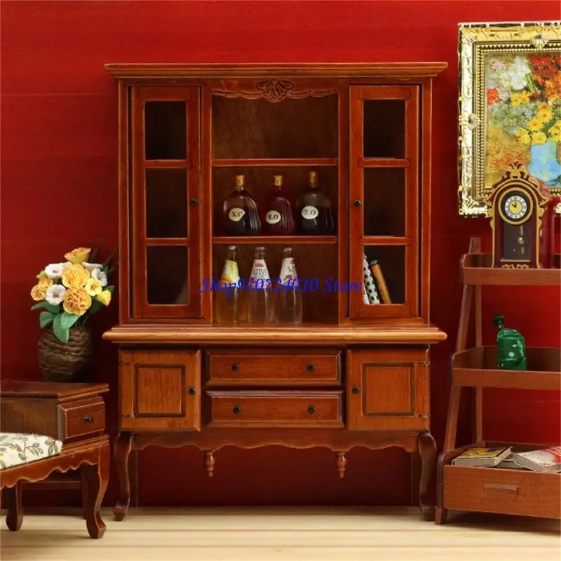 

77HD 1/12 Scale Miniature Wooden Cabinet Handmade Dollhouses Furniture For Model House Decors