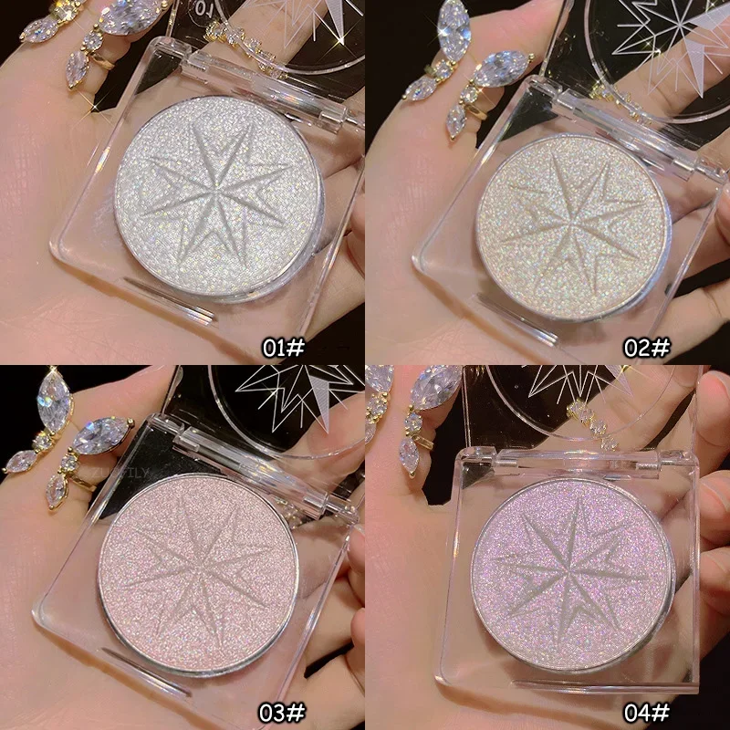 4 Colors Highlighter Galaxy Diamond Glitter Highlighter Dust Pigment Loose Powder Contouring Lasting Face Shimmer Palette Makeup