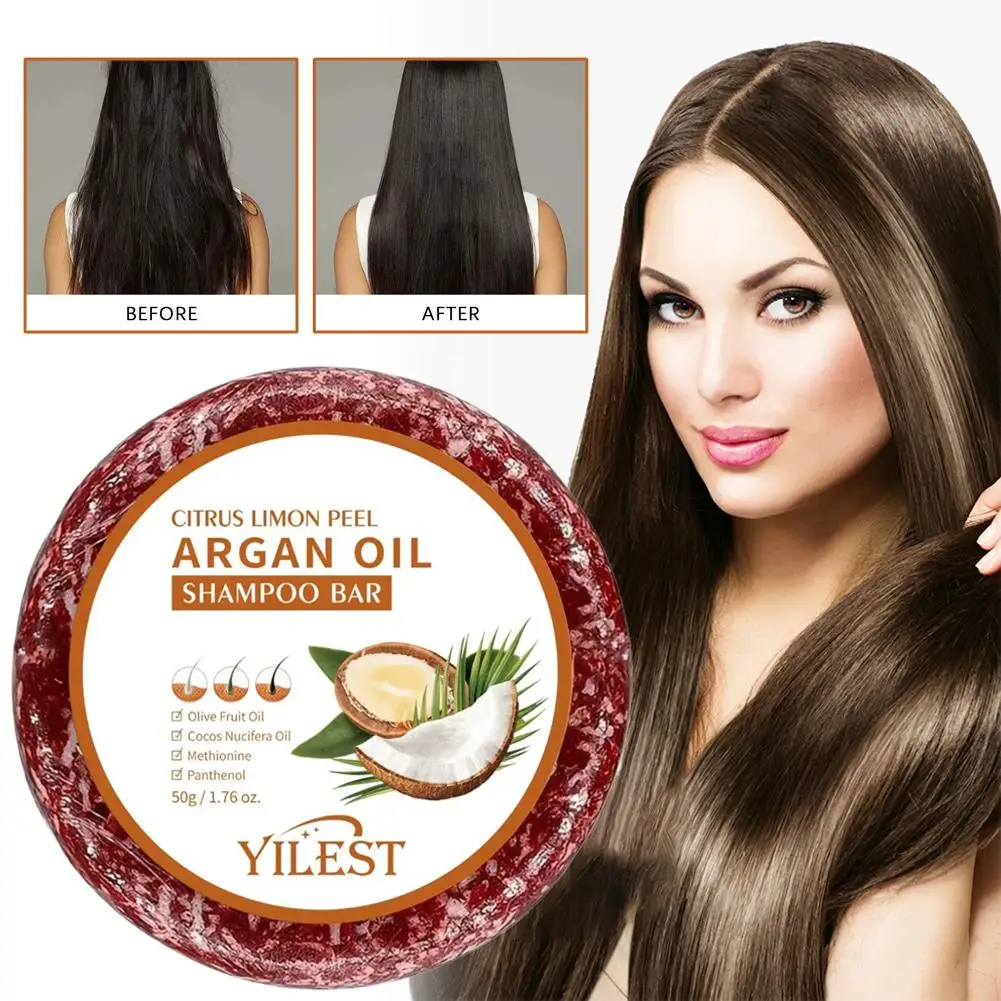 

Argan Oil Shampoo Soap Bar Anti Hair Loss Frizz Argan Oil Scalp Treatment Repair Damaged Hair Care For Hair-Gentle Moisturi P2T5