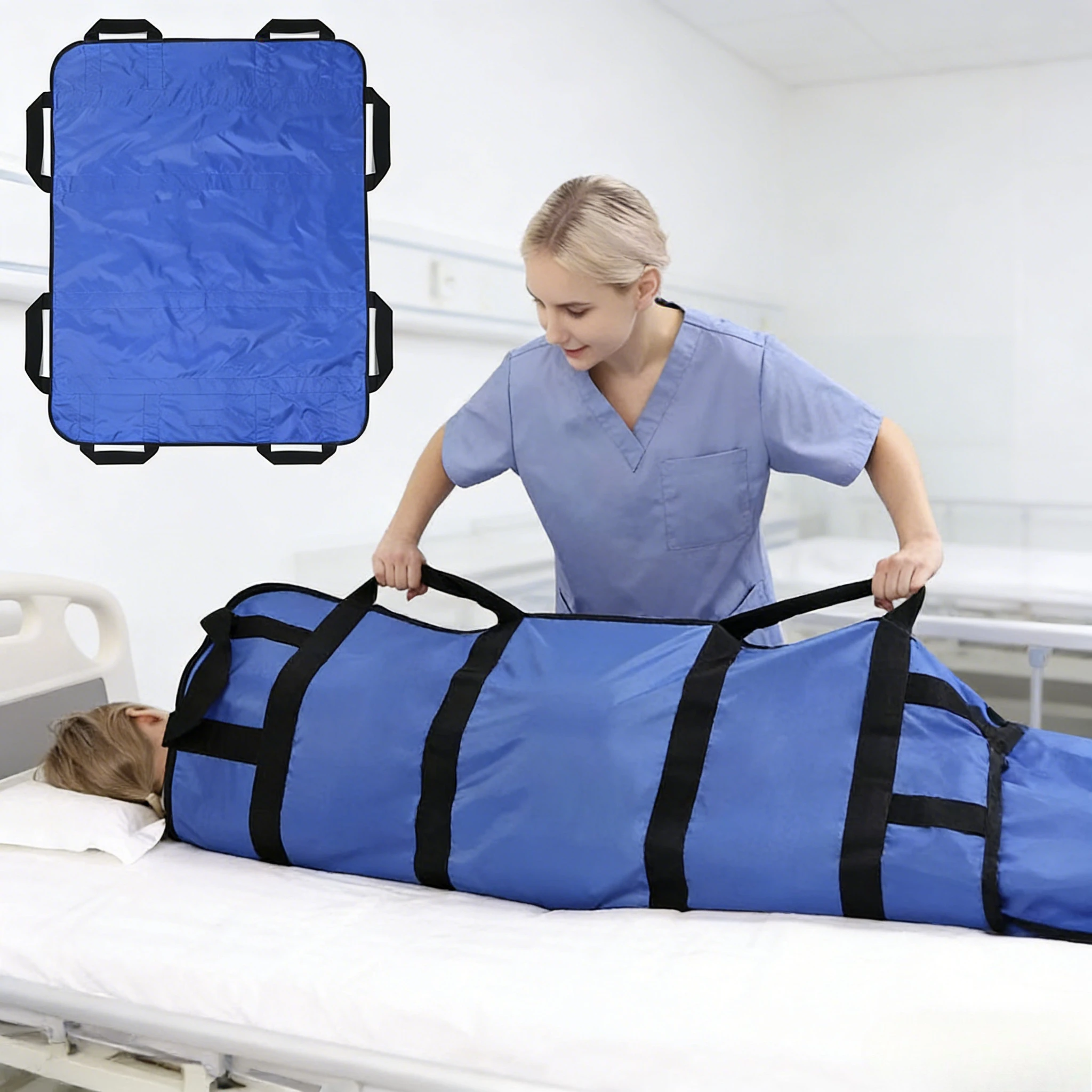 

Patient Transfer Sling Bed Pad for Elderly Disabled Safe Lifting Moving Care Positioning Sheet