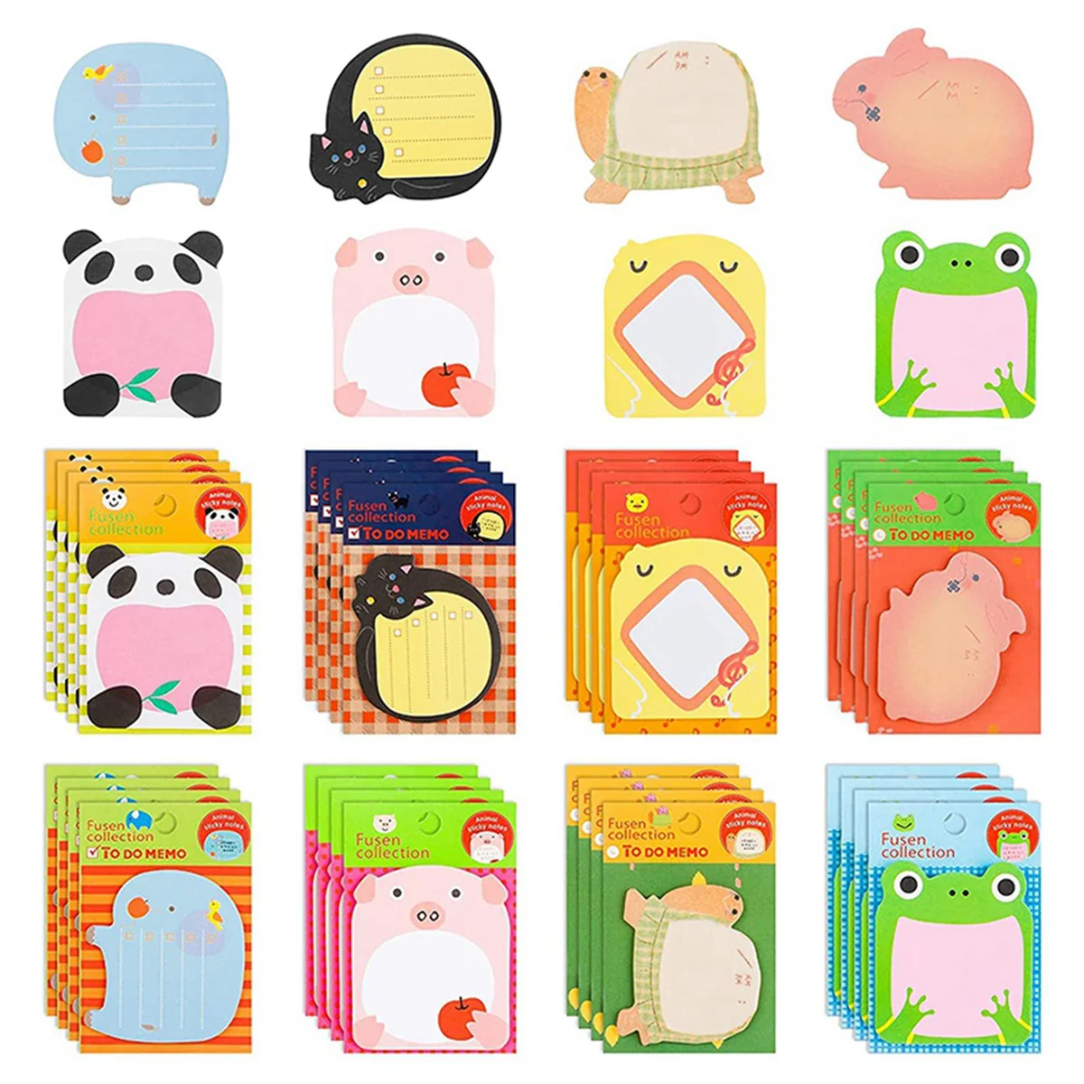 Cute Sticky Notes 640 Sheets (32 Pieces) Mini Animal Sticky Notes Set Funny Self Adhesive Memo Pad Colourful