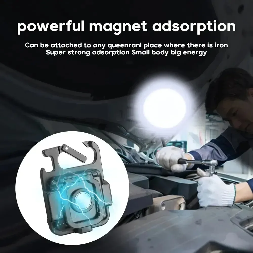 LED 미니 손전등 키 체인 다기능 휴대용 COB 캠핑 라이트 USB 충전 작업 조명 야외 낚시 하이킹 라이트