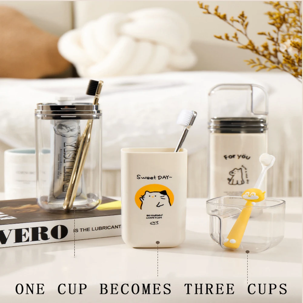 Portable 3-in-1 Bathroom Travel Cup Toothbrush And Toothpaste Case_voghion.com