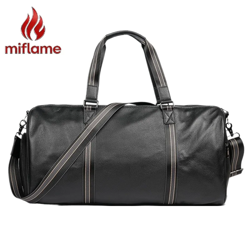 Gym Travel Duffel Bag with Shoe Compartment and Wet and Dry Compartments Leather Large Capacity Weekender Unisex