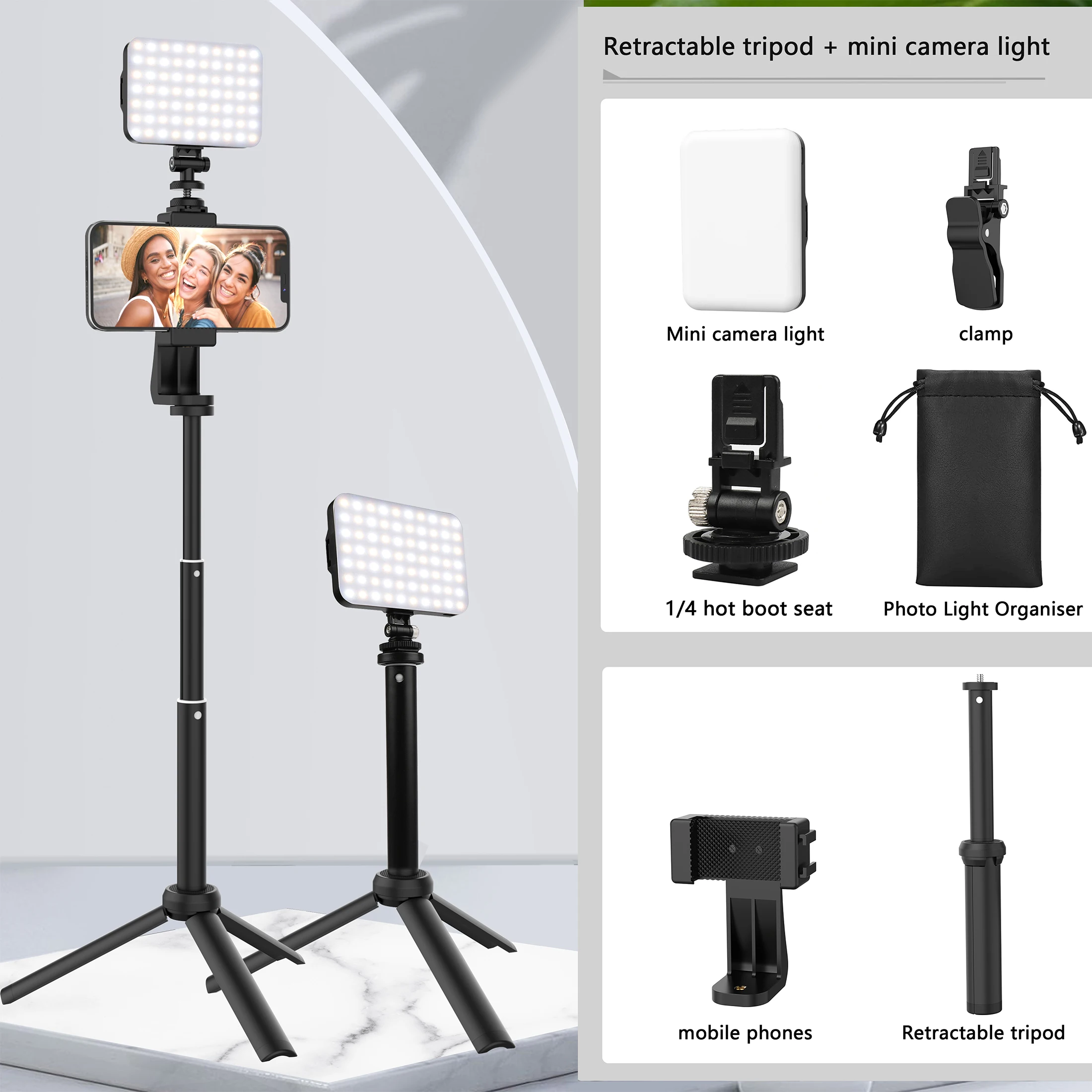 Selfie Light Clip-on LED Light with Tripod for Laptop Tablet Computer Phone for Selfie Video Conference Zoom Photography Makeup