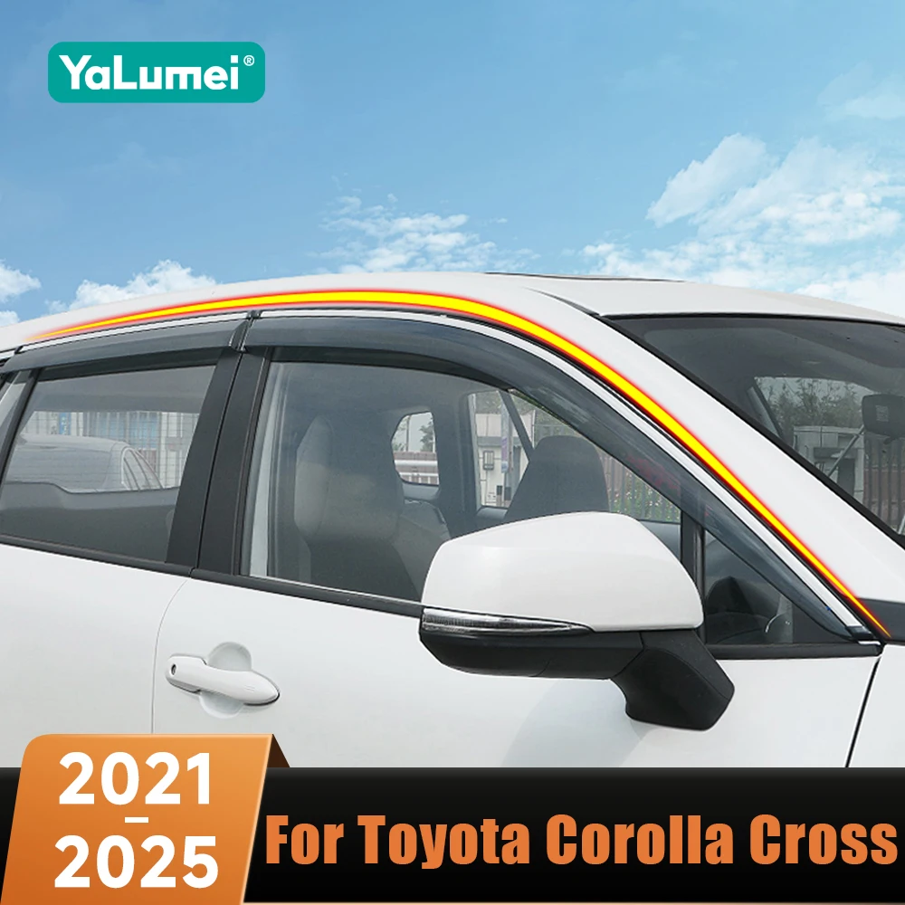 

Car Side Window Visors Rain Sun Deflector Guard Weathershield Trim For Toyota Corolla Cross XG10 2021 2022 2023 2024 2025 Hybrid