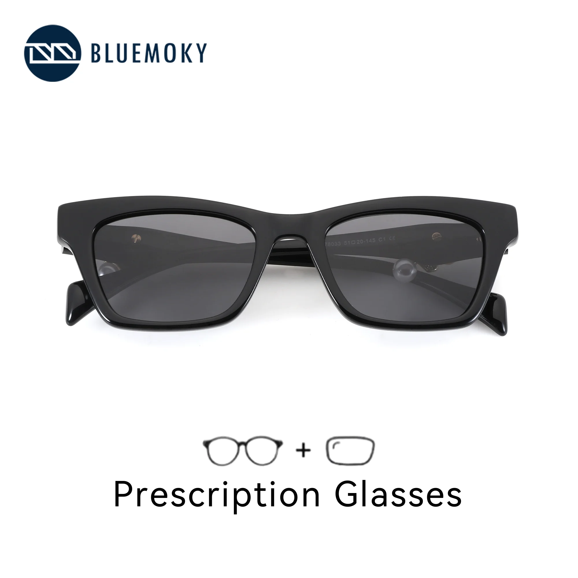 

Квадратные солнцезащитные очки BLUEMOKY для женщин с диоптриями, ацетатной оправой и поляризованными прогрессивными линзами UV400