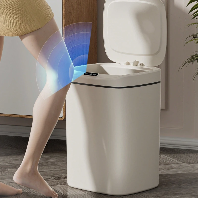 Intelligent Garbage Can Sensor Bin Wave Open Tight Seal Odor Block Simple Durable Easy Clean for Kitchen Bathroom