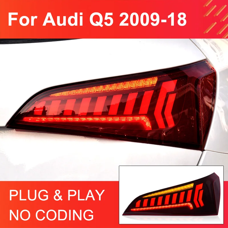 1 Pair LED Tail Light Assembly For Audi Q5 SQ5 2009-2018 Tail Lamps Plug and Play LED Dynamic Turning Signal Rear Taillights