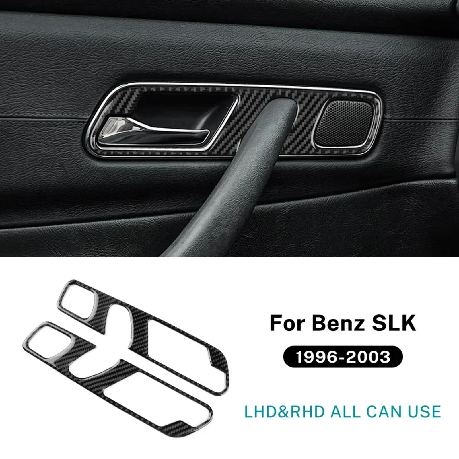 For Mercedes Benz SLK R170 1996 1997 1998 1999 2000 2001 2002 2003 Inner Door Handle frame  Real Soft Carbon Fiber Trim Sticker