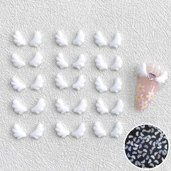 30PCS 흰색 3D 아크릴 천사의 날개 네일 아트 매력 Kawaii 액세서리 부품 Manciure 손톱 장식 디자인 용품 재료