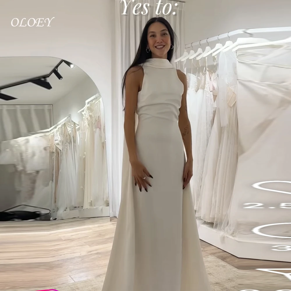 

OLOEY 2025 Simple Portrait Wedding Dresses A-line Bridal Gown Customized Sleeveless Wedding Dresses for Women