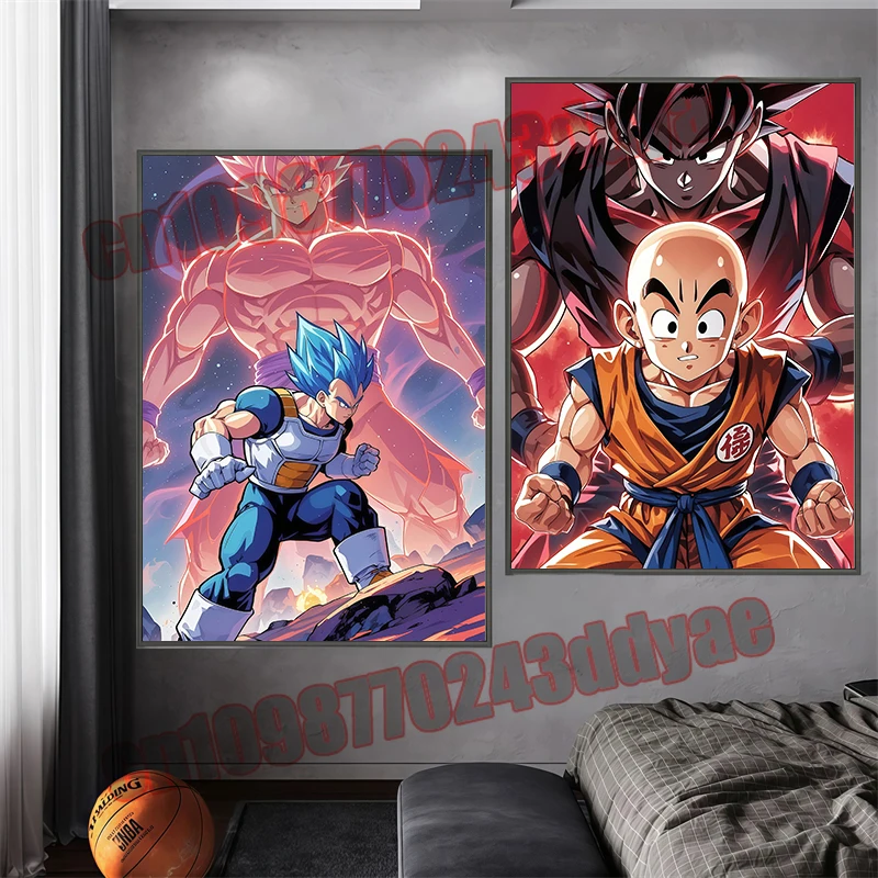 Póster de Dragon Ball de Anime, pintura de Vegeta Wukong, lienzo impreso, decoración artística de pared de habitación, imágenes, Mural, decoración para sala de estar
