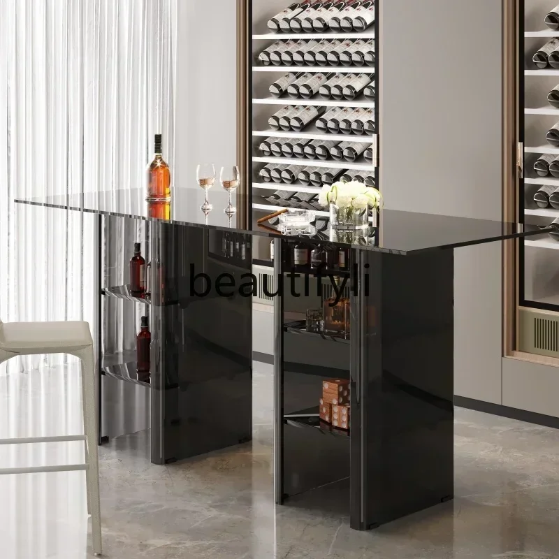 

1*Tempered glass bar counter Italian minimalist home living room high table villa high-end fashion partition cabinet