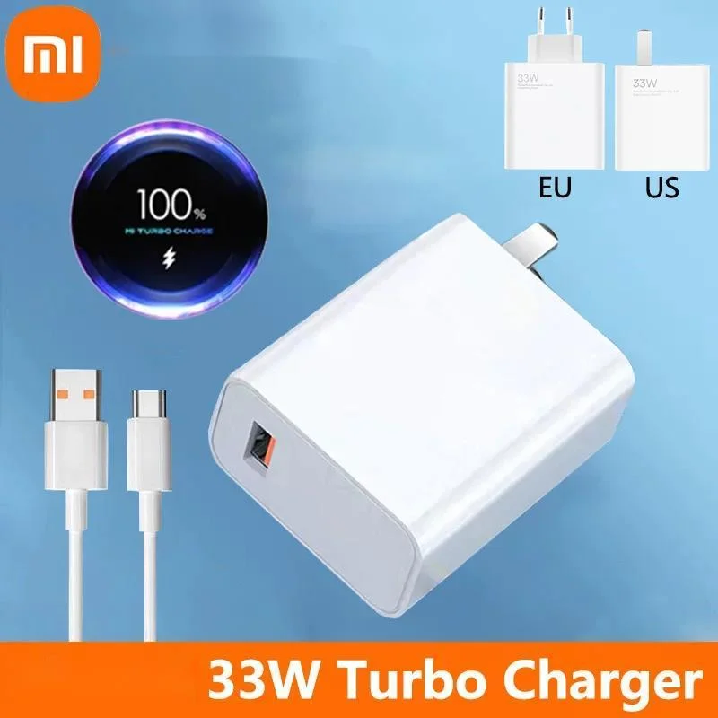 Xiaomi Mijia 33W Fast Charger For Xiaomi Redmi Note 13 12 11 K40 Mi 11 Lite 10S Poco X5 F3 X3 Pro