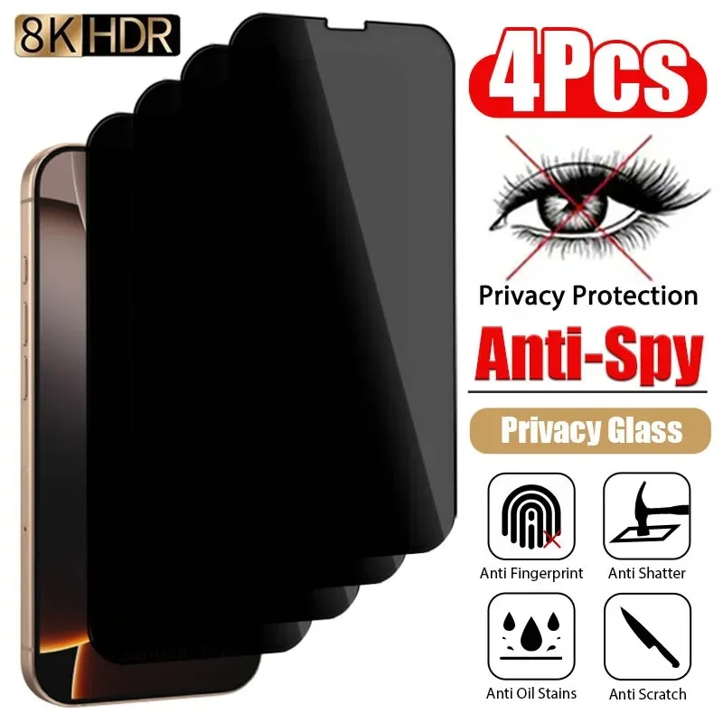 

4Pcs Screen Protector For IPhone 16 15 17 Pro Max 14 13 12 11 Pro Mini Tempered Glass For IPhone XR XS Max 7 8Plus Glass