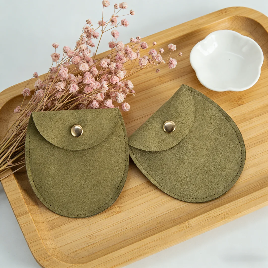 5 Stück elliptische Schmuckbeutel aus Mikrofaser mit Schnappverschluss zum Aufbewahren von Ohrringen, Haarspangen und Accessoires für die Organisation zu Hause und auf dem Schreibtisch