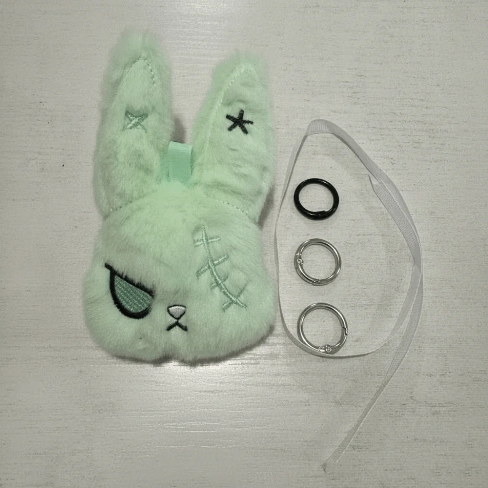 Quirky Doll Fluffy Gothic Rabbit Soft Compact Halloween Plushie Washable Lightweight Stitched Bunny Key Organizer
