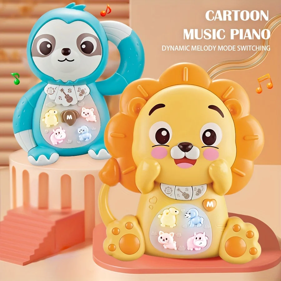 

Electronic Cartoon Animal Keyboard, Lighting Music Piano Multi-mode Sound Effect Switching, Puzzle Early Learning Education Toys