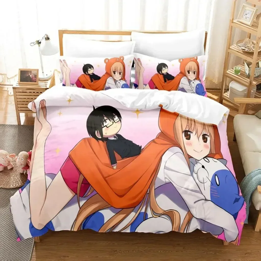 3D Print Anime The Himouto! Umaru-chan Bedding Set Printed With Pillowcase Bed Duvet Cover Soft Queen King Size Bedclothes Home
