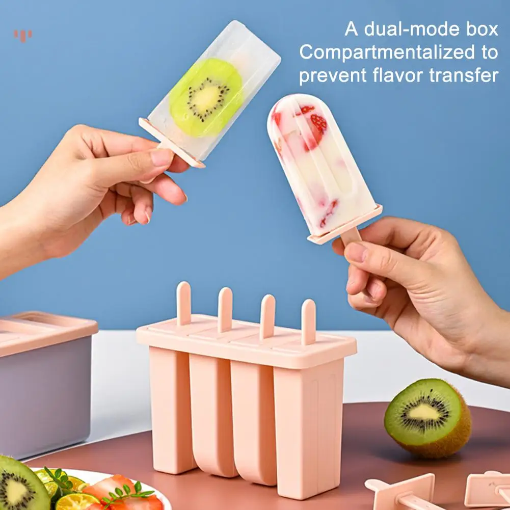Homemade Fruit Maker Diy Mold Set with Lid -free Plastic Ice Pop Maker Easy-release Ice Cream Molds for Homemade Treats Summer