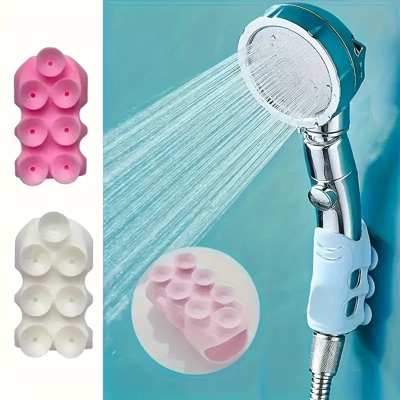 Powerful shower head stand- Durable, removable wall suction cup stand for handheld shower head, lightweight bathroom accessories