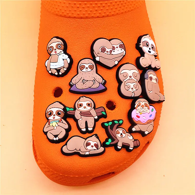 1pcs Funny Animals PVC Shoe Charms Accessories Cartoon Sloth Shape Pin Clog Clip Jean Upper Decorations Buckle for Kids Gifts